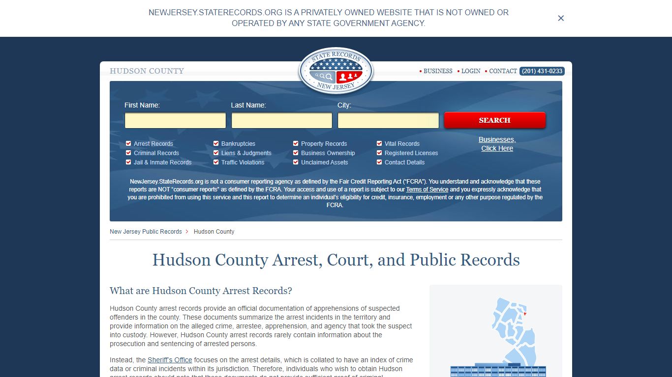 Hudson County Arrest, Court, and Public Records